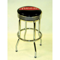 Single Ring Base Logo Stool w/ Chrome Rim & Seat Top Imprint (Ready To Assemble)